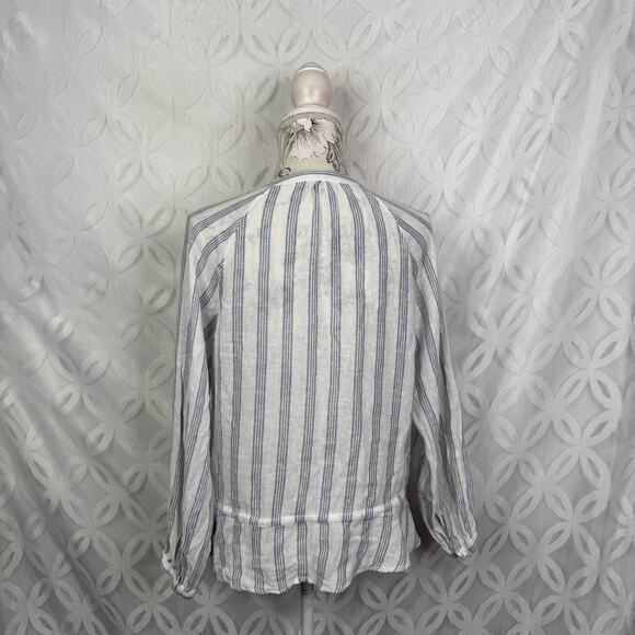 Rails Marti Cayman Striped Linen Blue White Blouse Size S - Picture 11 of 13